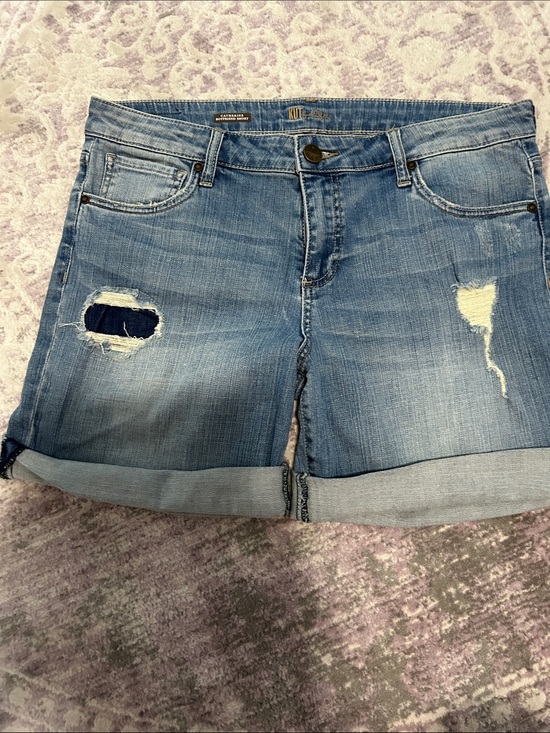 Kut from the Kloth Pants - KUT FROM THE KLOTH Classic Blue Distressed Denim Shorts - Women 12